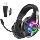 Ігрові бездротові навушники Kotion Each GS400 Ultra з мікрофоном, Bluetooth + 2.4G + AUX, RGB-підсвічування, 7.1 звук, для ПК, PS4, PS5, Nintendo Switch, телефону Black